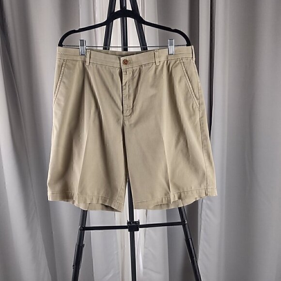 Izod Saltwater Stretch Men's Cotton Spandex Tan 4 Pocket Shorts Size 34 - Picture 1 of 13
